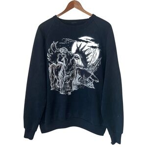 Vintage Night Ridge Daquin Moose Forest Moon Wildlife Nature Sweatshirt